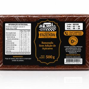 Bananada Sem Adição de Açúcares Doces Fazenda de Minas 500g