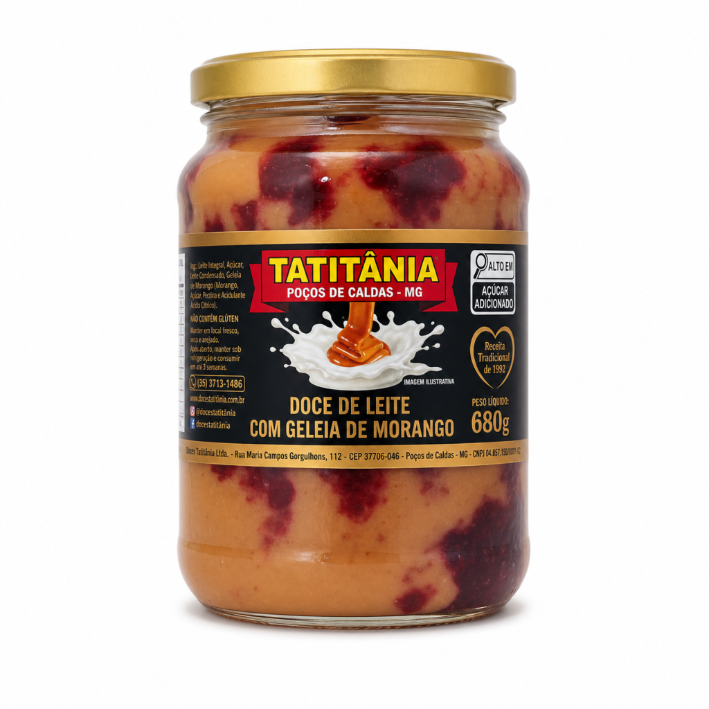 Doce de Leite com Geleia de Morango Tatitânia Poços de Caldas 680g