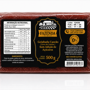 Goiabada Cascão Sem Adição de Açúcares Fazenda de Minas 500g (Bloco)