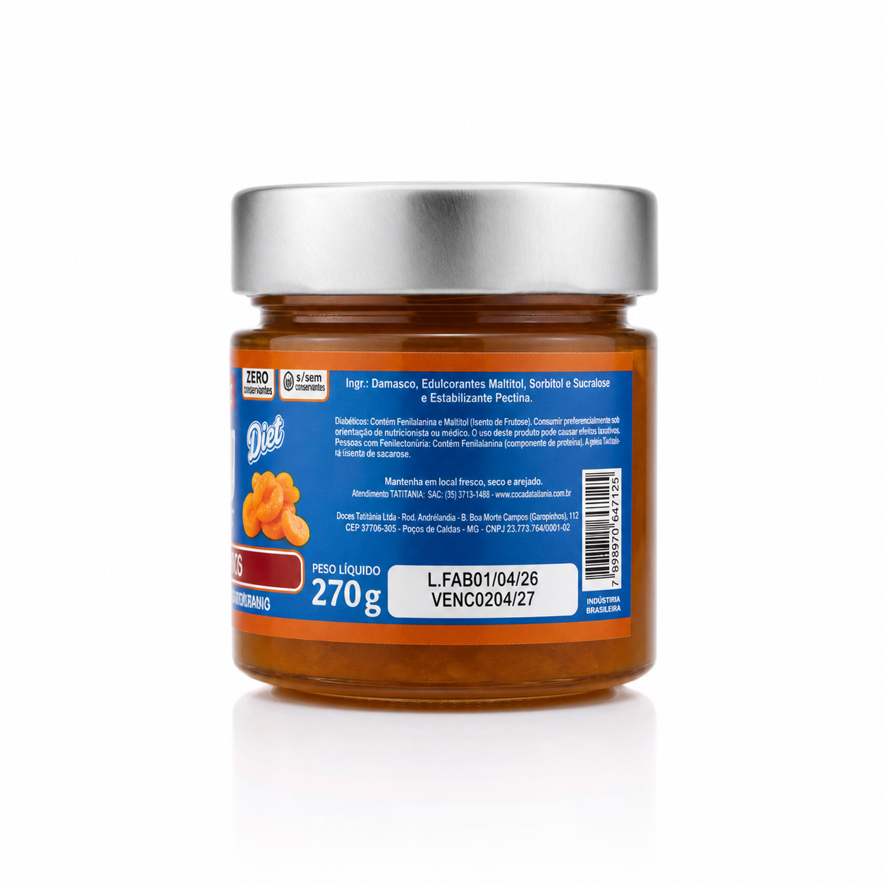 Bon Jelly Diet Geleia de Damasco Tatitânia 270g - Imagem 3