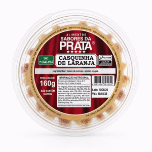 Casquinha de Laranja Cristalizada Sabores da Prata 160g - casca de laranja cristalizada artesanal