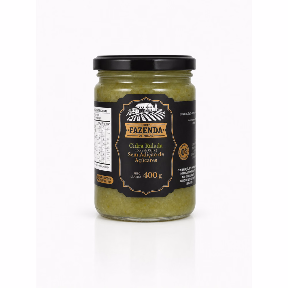 Cidra Ralada (Doce de Cidra) Sem Adição de Açúcares Fazenda de Minas 400g - cidra ralada sem açúcar