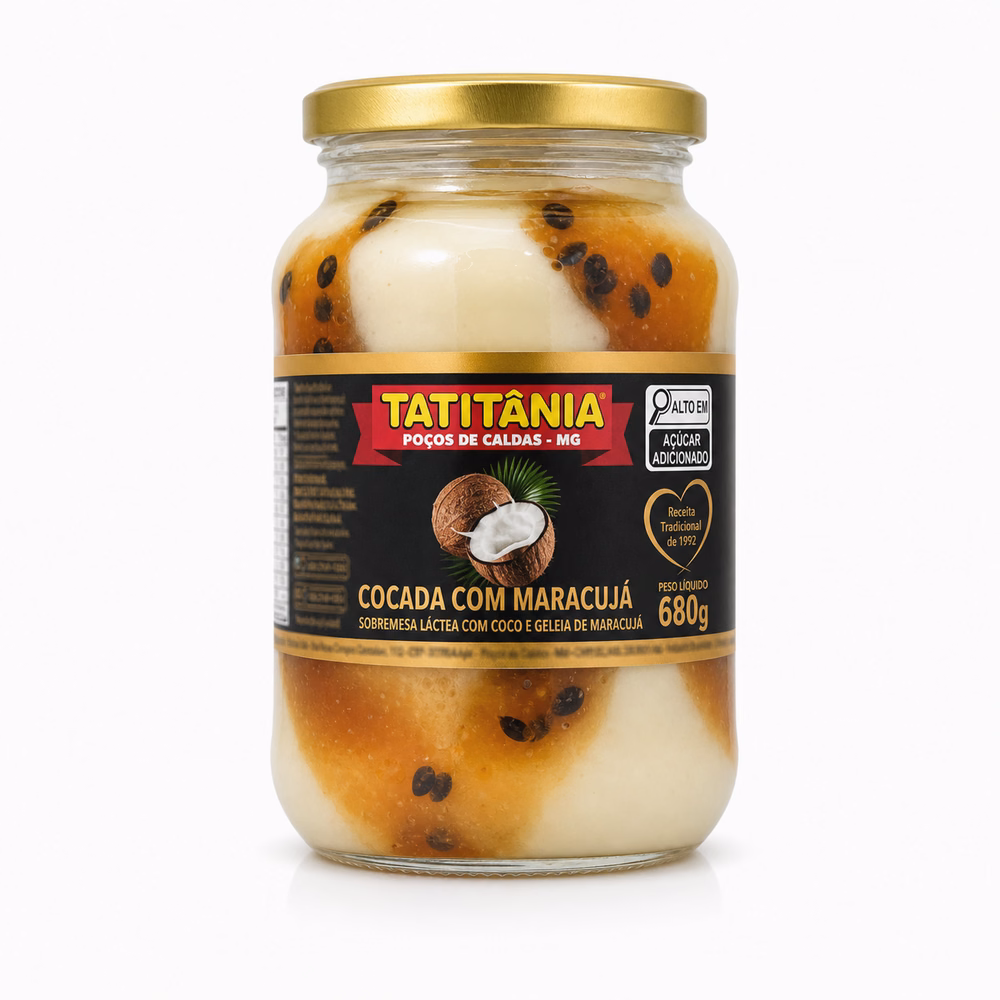 Cocada com Maracujá Tatitânia (Sobremesa Láctea com Coco e Geleia de Maracujá) - cocada com maracujá artesanal Minas Gerais