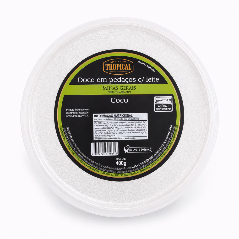 Doce em Pedaços c/ Leite Coco Tropical MG - doce de coco em pedaços artesanal Minas Gerais