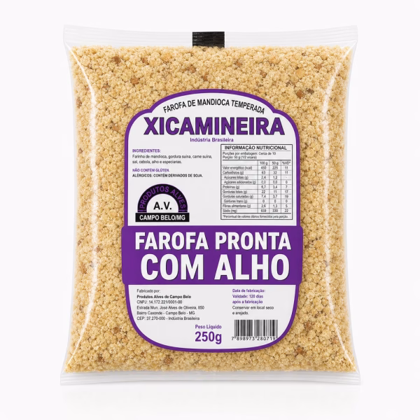 Farofa com Alho Xicamineira 250g - farofa com alho artesanal Minas Gerais