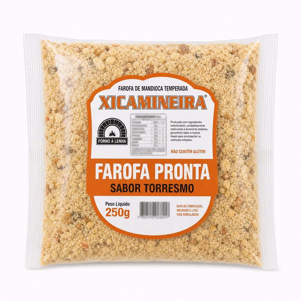 Farofa Pronta Sabor Torresmo Xicamineira 250g - farofa pronta torresmo artesanal Minas Gerais
