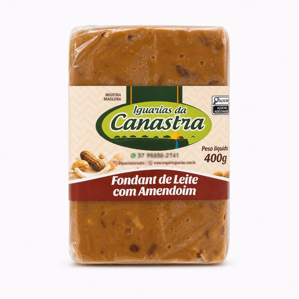 Fondant de Leite com Amendoim Iguarias da Canastra 400g - fondant de leite com amendoim artesanal Minas Gerais
