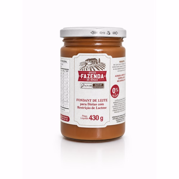 Fondant de Leite Sem Lactose Fazenda de Minas 430g (Com Açúcar) - doce de leite sem lactose