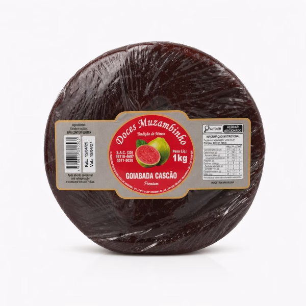 Goiabada Cascão Premium Doces Muzambinho 1kg - goiabada cascão artesanal Minas Gerais 1kg