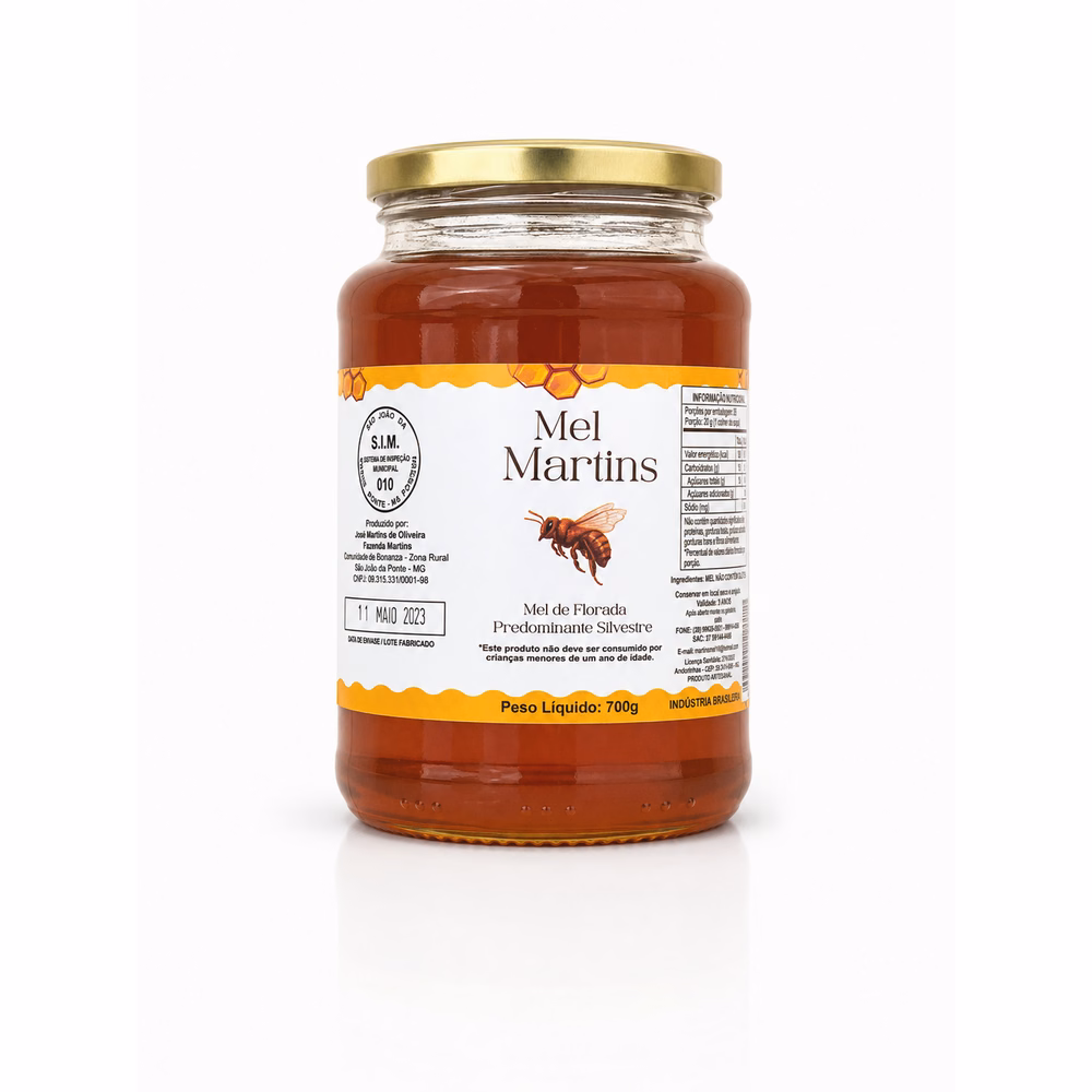 Mel de Florada Predominante Silvestre Mel Martins 700g - mel silvestre artesanal Minas Gerais 700g