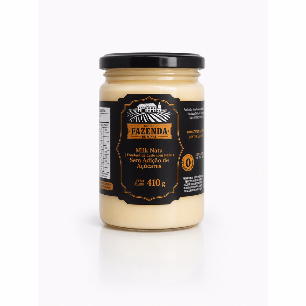 Milk Nata (Fondant de Leite com Nata) Sem Adição de Açúcares Fazenda de Minas 410g - fondant de leite com nata sem açúcar