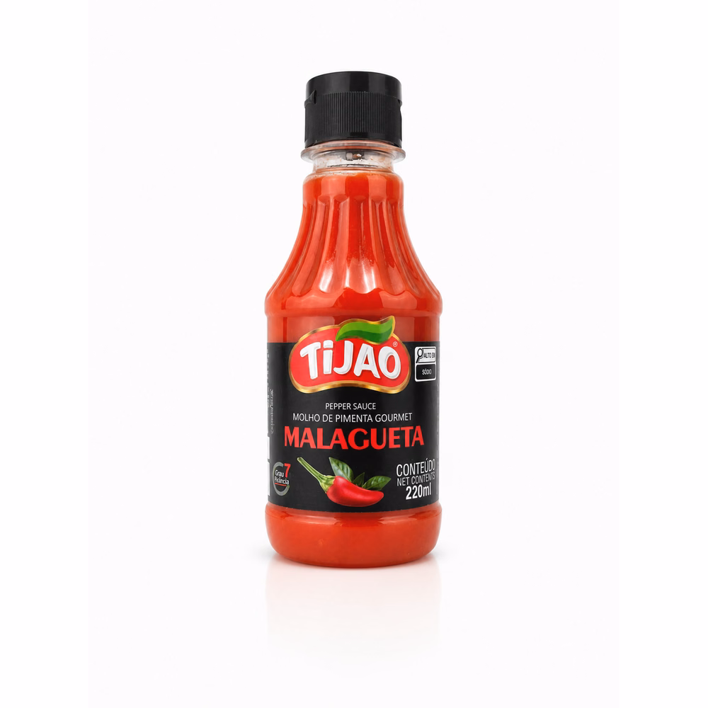 Molho de Pimenta Gourmet Malagueta TiJao 220ml - molho de pimenta malagueta gourmet artesanal 220ml