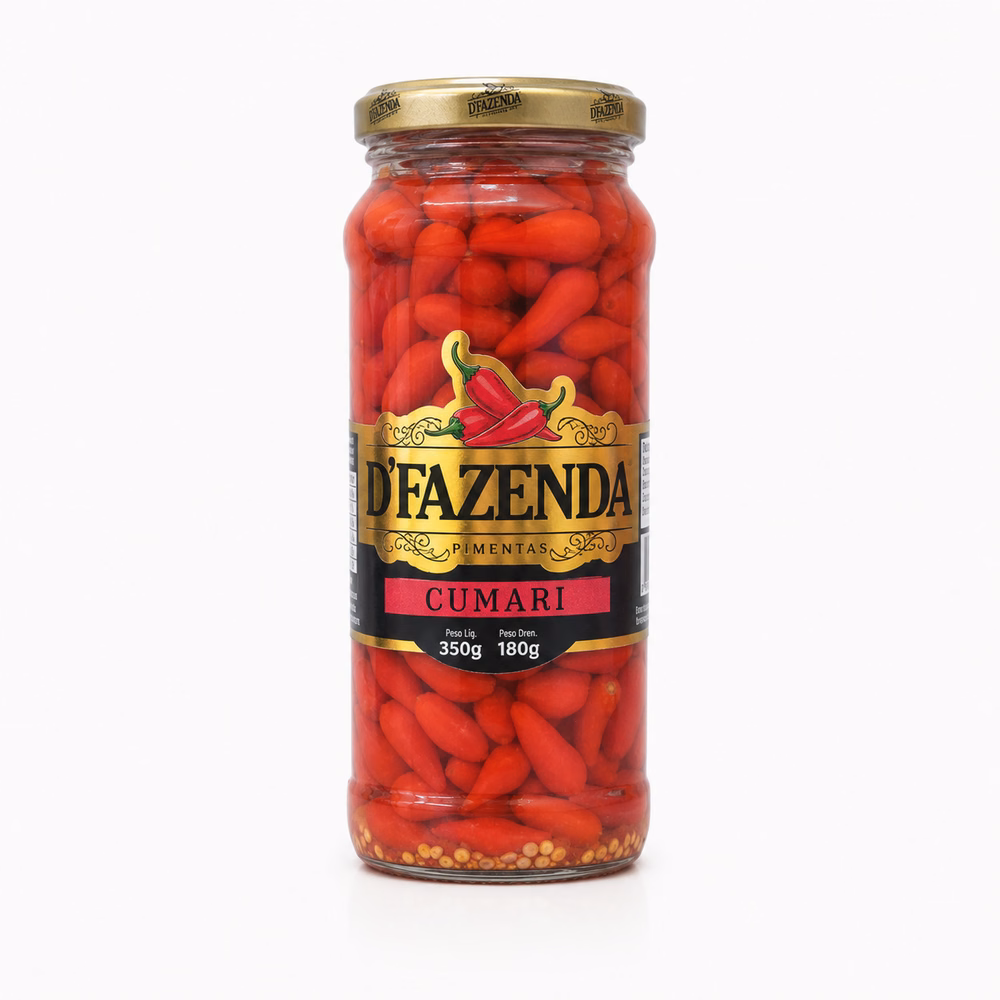 Pimenta Cumari em Conserva D'Fazenda 350g - pimenta cumari em conserva artesanal Minas Gerais