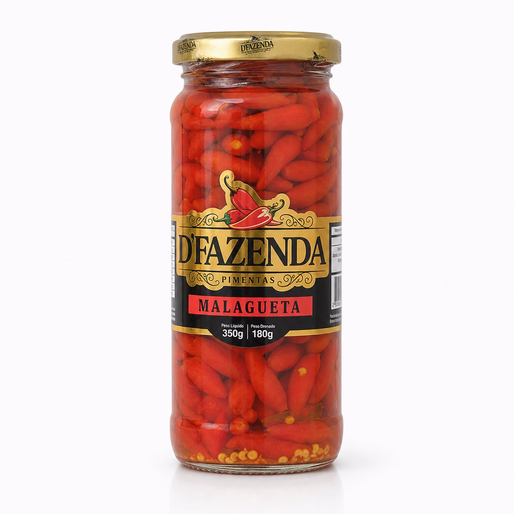 Pimenta Malagueta em Conserva D'Fazenda 350g - pimenta malagueta em conserva artesanal
