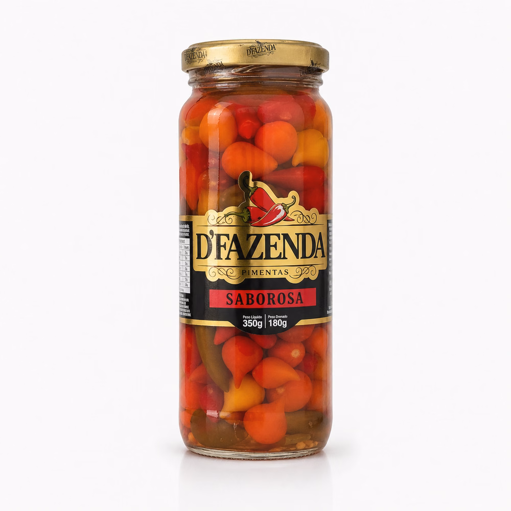 Pimenta Saborosa em Conserva D'Fazenda 350g - pimenta em conserva artesanal Minas Gerais